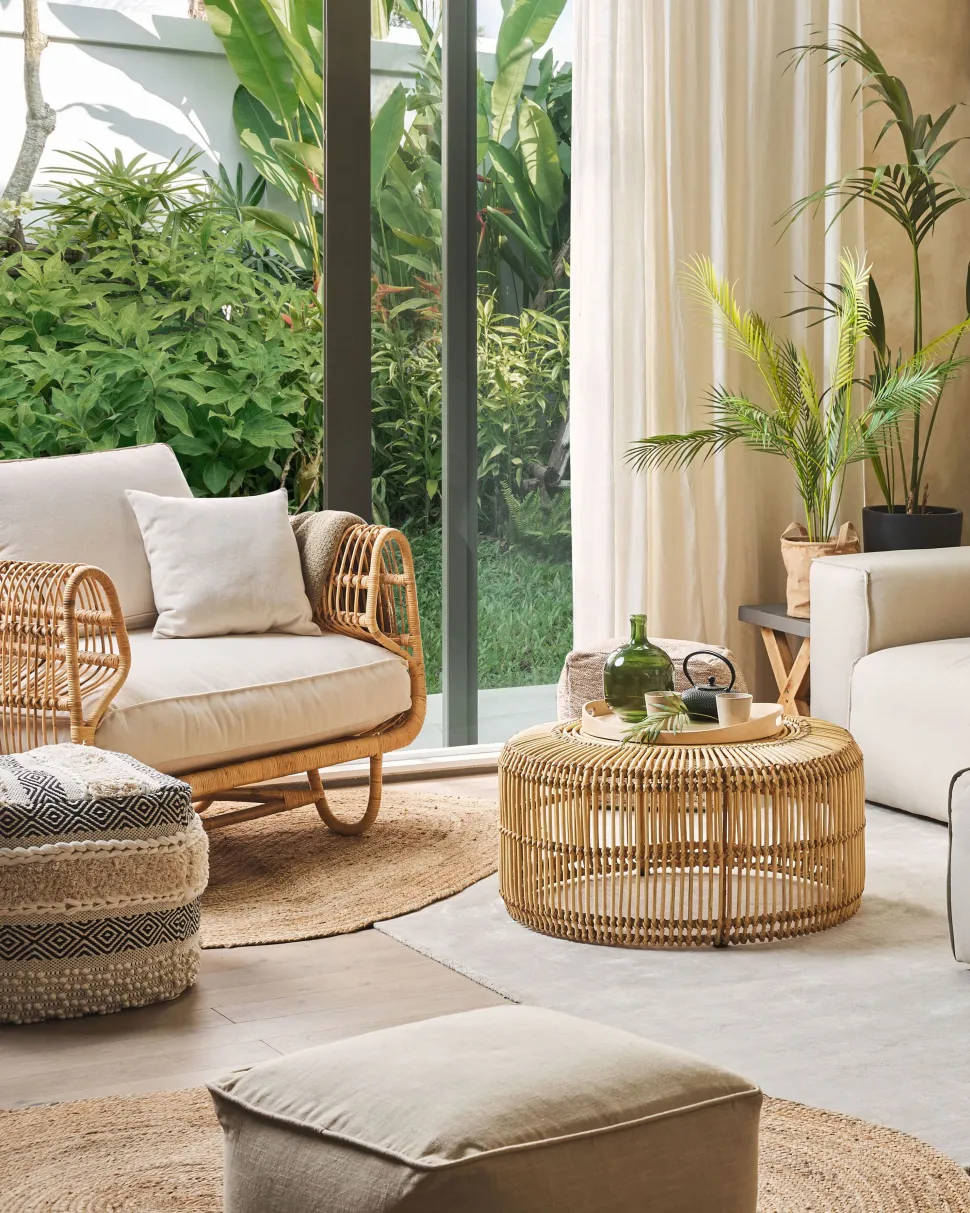 Gartensessel Rattan Naturlich Auflage Helles Beige Dolcedo