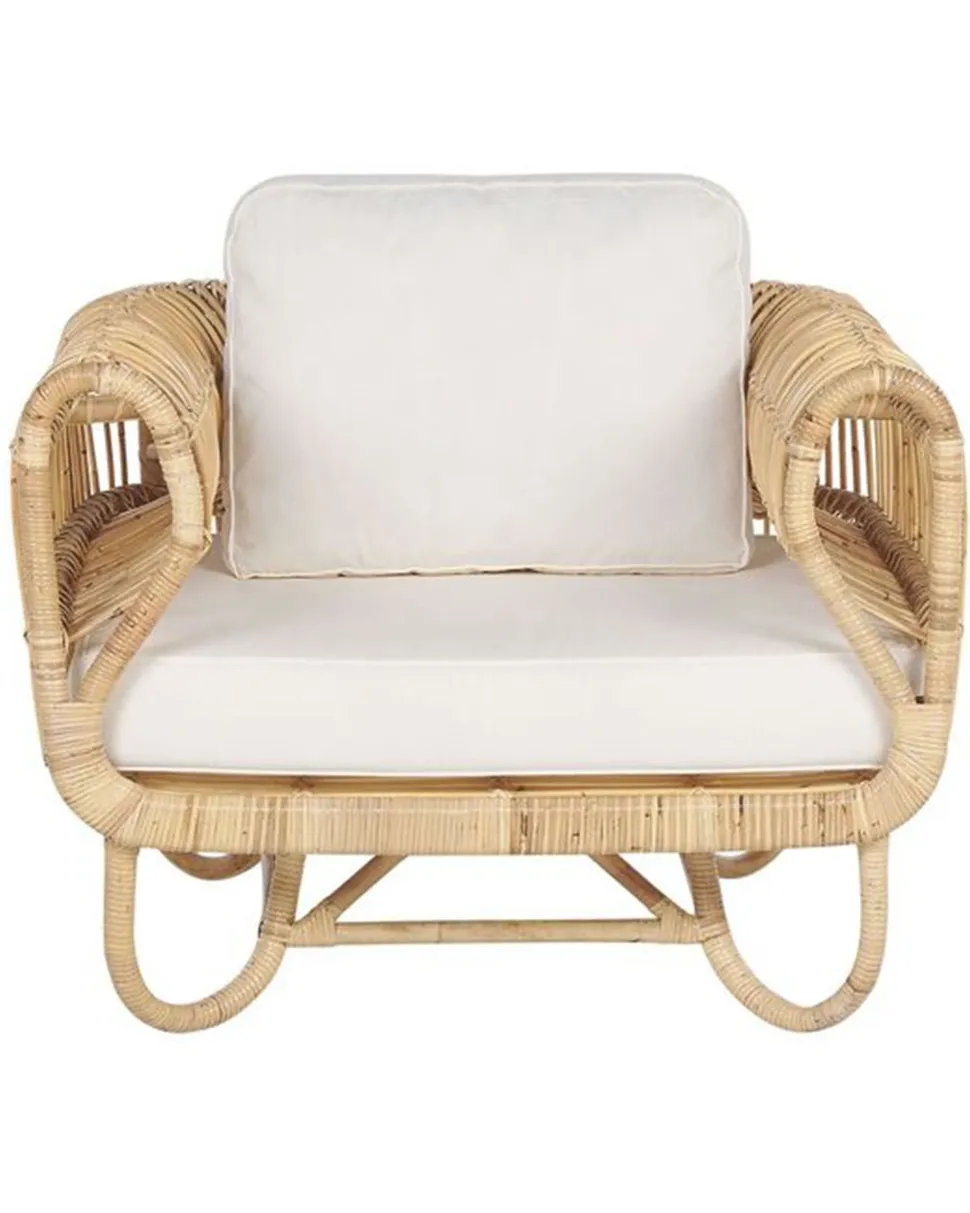 Gartensessel Rattan Naturlich Auflage Helles Beige Dolcedo