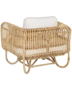 Gartensessel Rattan Naturlich Auflage Helles Beige Dolcedo