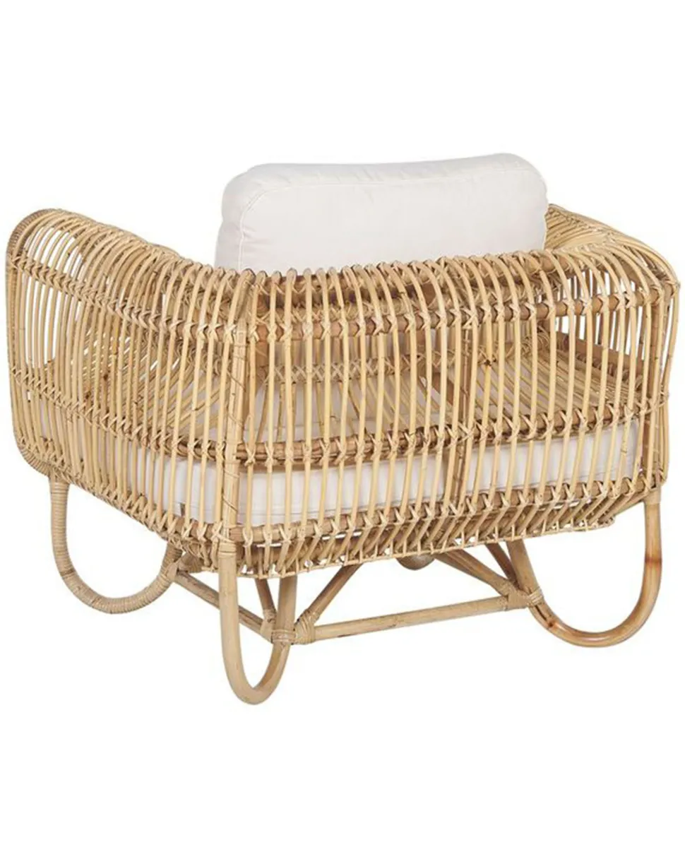 Gartensessel Rattan Naturlich Auflage Helles Beige Dolcedo