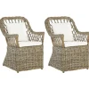 Gartensessel Rattan Naturlich 2Er Set Auflagen Cremeweis Maros