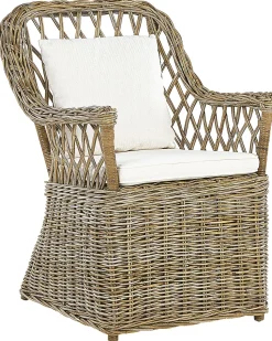 Gartensessel Rattan Naturlich 2Er Set Auflagen Cremeweis Maros