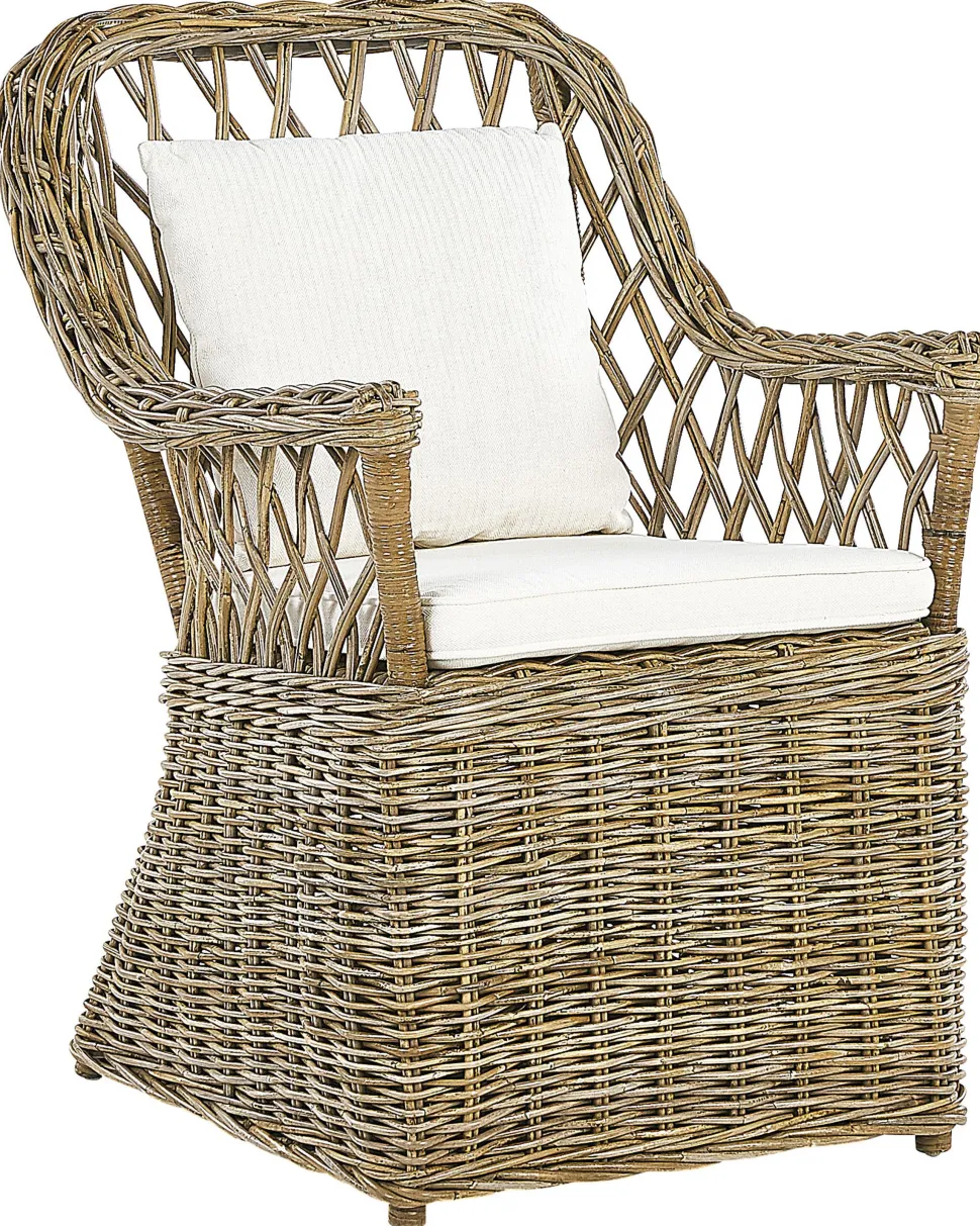Gartensessel Rattan Naturlich 2Er Set Auflagen Cremeweis Maros