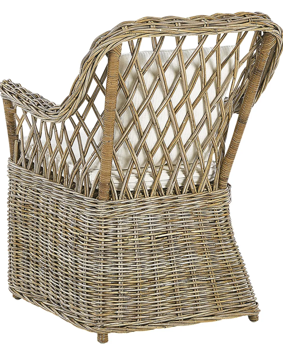Gartensessel Rattan Naturlich 2Er Set Auflagen Cremeweis Maros
