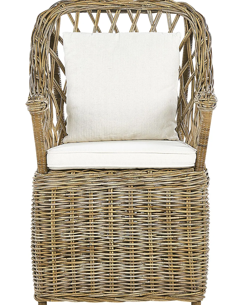 Gartensessel Rattan Naturlich 2Er Set Auflagen Cremeweis Maros