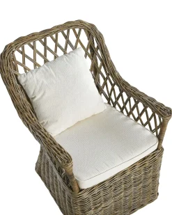 Gartensessel Rattan Naturlich 2Er Set Auflagen Cremeweis Maros
