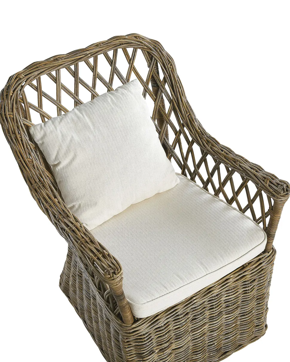 Gartensessel Rattan Naturlich 2Er Set Auflagen Cremeweis Maros