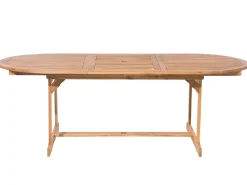 Gartenset Akazienholz Hellbraun 8-Sitzer Auflagen Dunkelblau-Beige Sonnenschirm Maui
