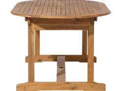 Gartenset Akazienholz Hellbraun 8-Sitzer Auflagen Dunkelblau-Beige Sonnenschirm Maui