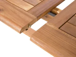 Gartenset Akazienholz Hellbraun 8-Sitzer Auflagen Dunkelblau-Beige Sonnenschirm Maui
