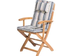 Gartenset Akazienholz Hellbraun 8-Sitzer Auflagen Dunkelblau-Beige Sonnenschirm Maui