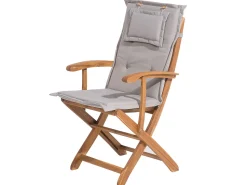 Gartenset Akazienholz Hellbraun 8-Sitzer Auflagen Grau-Beige Sonnenschirm Maui
