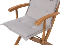 Gartenset Akazienholz Hellbraun 8-Sitzer Auflagen Grau-Beige Sonnenschirm Maui
