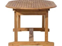 Gartenset Akazienholz Hellbraun 8-Sitzer Auflagen Grau-Beige Sonnenschirm Maui