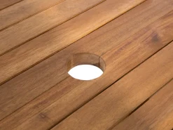 Gartenset Akazienholz Hellbraun 8-Sitzer Auflagen Grau-Beige Sonnenschirm Maui