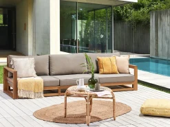 Gartensofa Akazienholz Hellbraun 3-Sitzer Auflagen Taupe Timor Ii