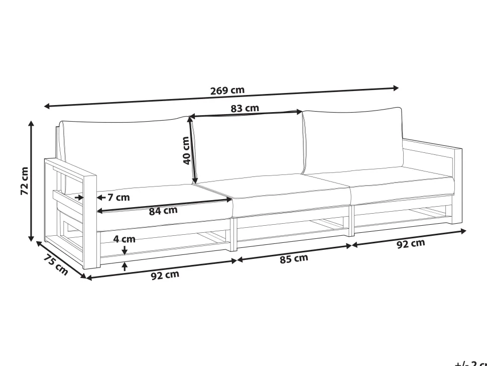 Gartensofa Akazienholz Hellbraun 3-Sitzer Auflagen Taupe Timor Ii