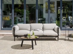 Gartensofa Aluminium Hellgrau / Schwarz 3-Sitzer Esperia