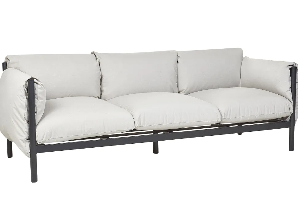 Gartensofa Aluminium Hellgrau / Schwarz 3-Sitzer Esperia