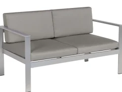 Gartensofa Aluminium 2-Sitzer Auflagen Dunkelgrau Salerno