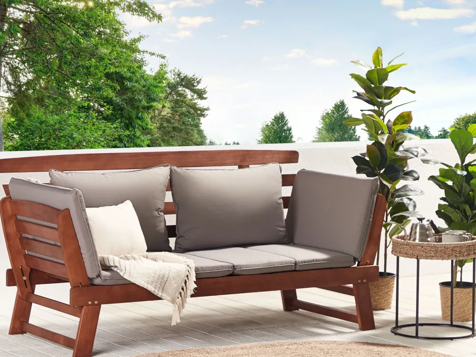 Gartensofa Eukalyptusholz Dunkelbraun 210 Cm Verstellbare Armlehnen Portici