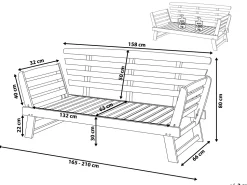 Gartensofa Eukalyptusholz Dunkelbraun 210 Cm Verstellbare Armlehnen Portici