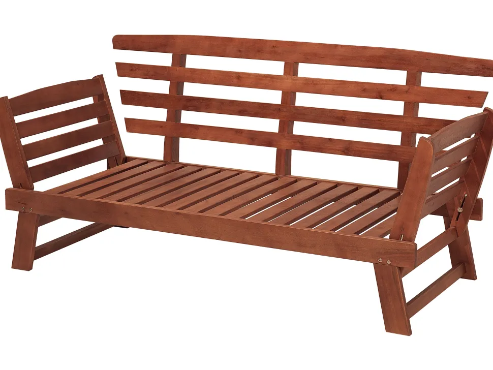 Gartensofa Eukalyptusholz Dunkelbraun 210 Cm Verstellbare Armlehnen Portici