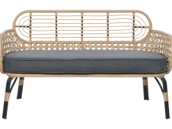 Gartensofa Rattan Naturlich 2-Sitzer 122 Cm Auflage Graphitgrau Pratello