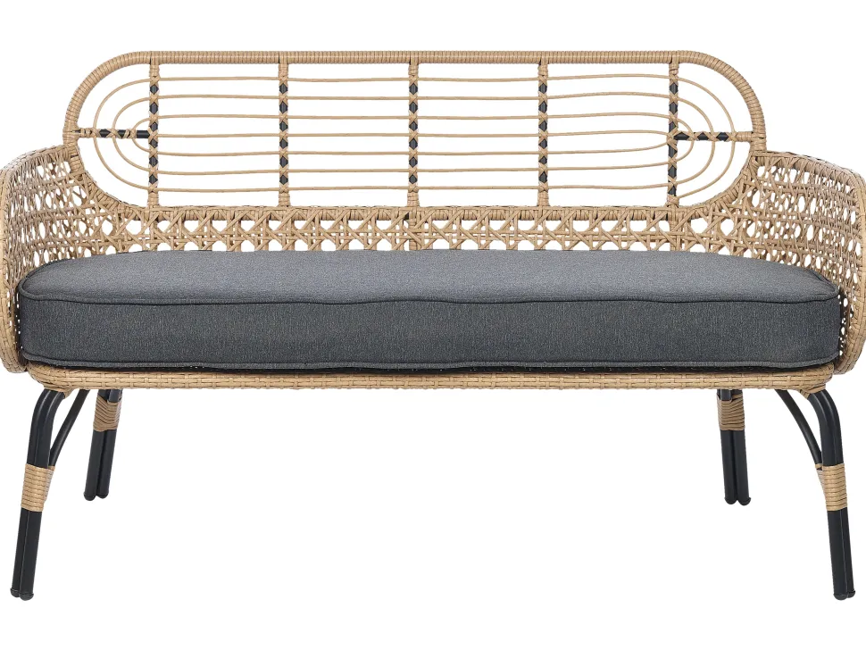 Gartensofa Rattan Naturlich 2-Sitzer 122 Cm Auflage Graphitgrau Pratello