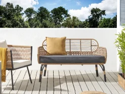 Gartensofa Rattan Naturlich 2-Sitzer 122 Cm Auflage Graphitgrau Pratello