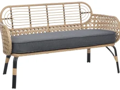 Gartensofa Rattan Naturlich 2-Sitzer 122 Cm Auflage Graphitgrau Pratello