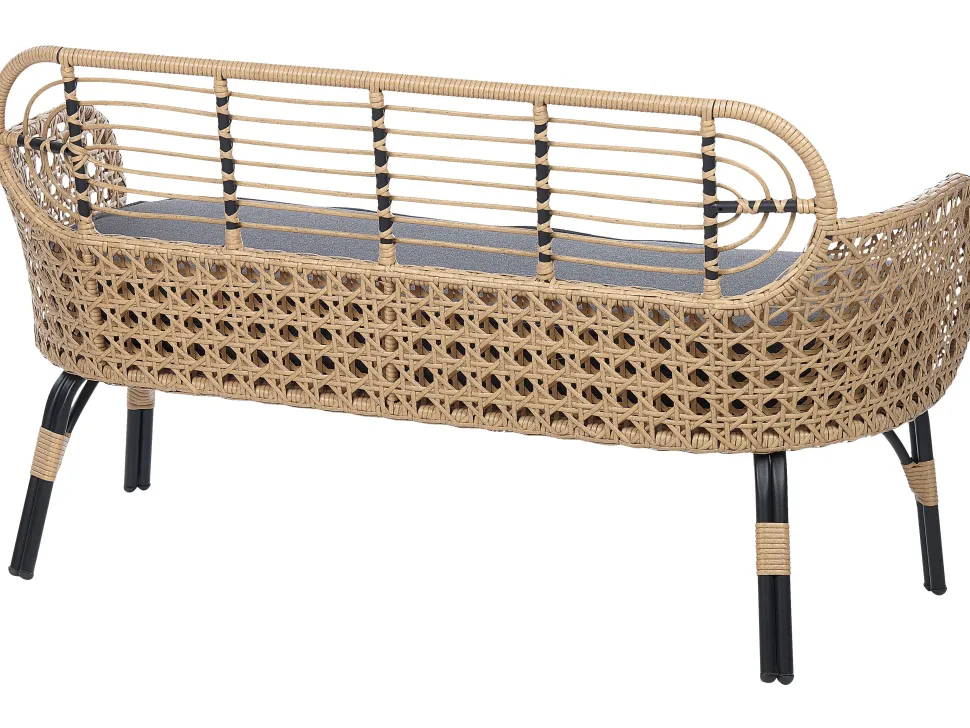 Gartensofa Rattan Naturlich 2-Sitzer 122 Cm Auflage Graphitgrau Pratello