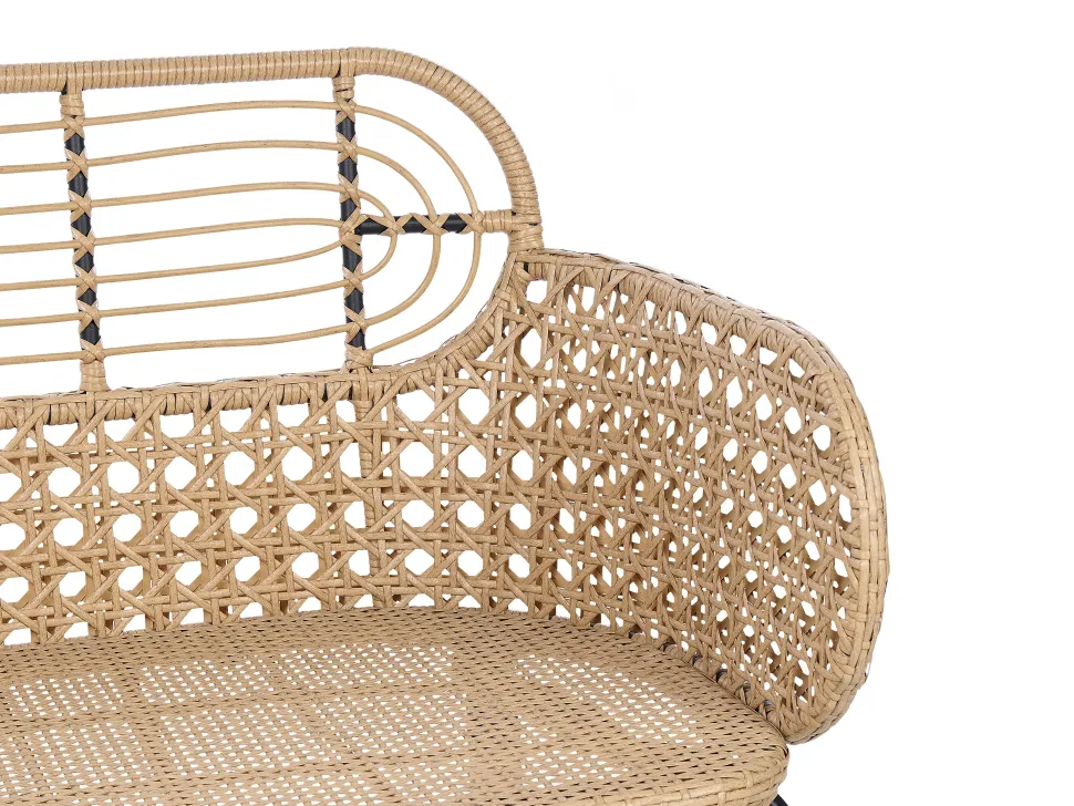 Gartensofa Rattan Naturlich 2-Sitzer 122 Cm Auflage Graphitgrau Pratello