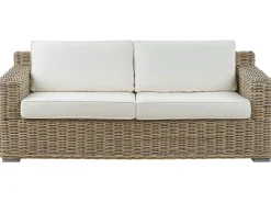 Gartensofa Rattan Naturlich 2-Sitzer Auflagen Cremeweis Ardea