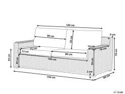 Gartensofa Rattan Naturlich 2-Sitzer Auflagen Cremeweis Ardea