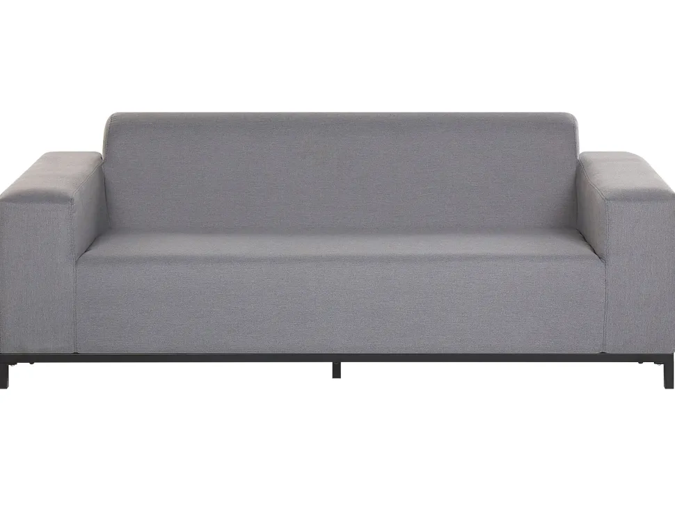 Gartensofa 3-Sitzer Grau / Schwarzes Gestell Rovigo