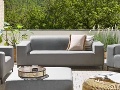 Gartensofa 3-Sitzer Grau / Schwarzes Gestell Rovigo