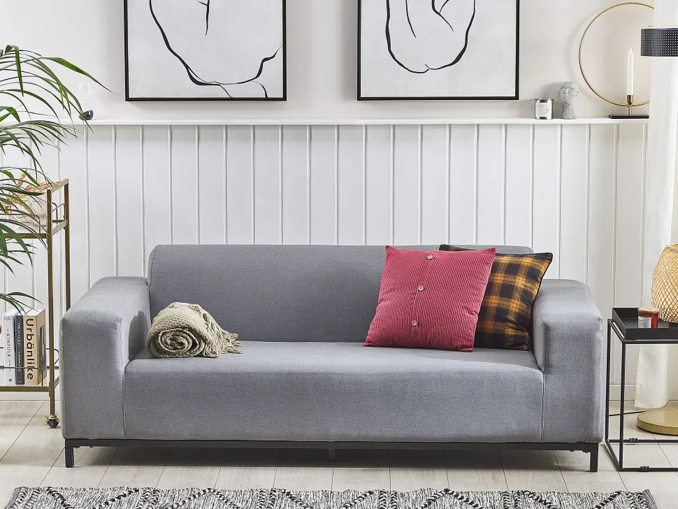 Gartensofa 3-Sitzer Grau / Schwarzes Gestell Rovigo