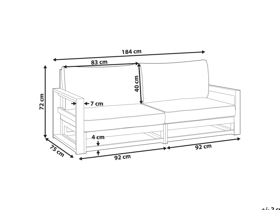 Gartensofa Zertifiziertes Holz Dunkelbraun 2-Sitzer Modular Auflagen Taupe Timor Ii