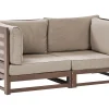 Gartensofa Zertifiziertes Akazienholz Dunkelbraun 2-Sitzer Auflagen Taupe Trani