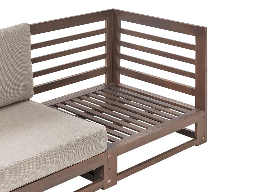 Gartensofa Zertifiziertes Akazienholz Dunkelbraun 2-Sitzer Auflagen Taupe Trani