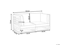 Gartensofa Zertifiziertes Akazienholz Dunkelbraun 2-Sitzer Auflagen Taupe Trani