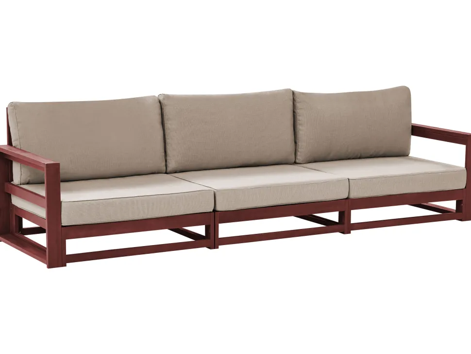 Gartensofa Zertifiziertes Akazienholz Mahagonibraun 3-Sitzer Auflagen Taupe Timor Ii