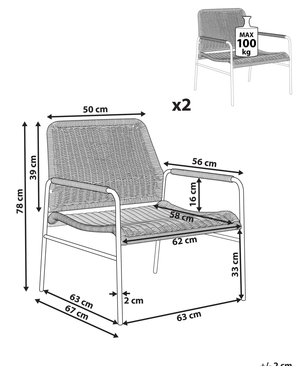 GartenStühle Aus Rattan 2Er Set Natur Prasimo