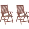 Gartenstuhl Akazienholz Dunkelbraun Verstellbar 2Er Set Toscana