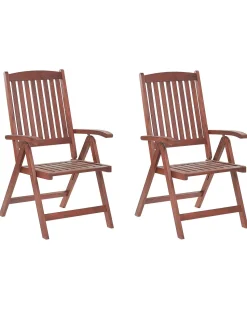 Gartenstuhl Akazienholz Dunkelbraun Verstellbar 2Er Set Toscana