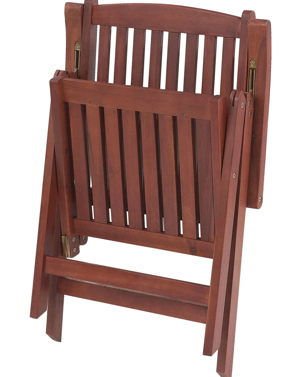 Gartenstuhl Akazienholz Dunkelbraun Verstellbar 2Er Set Toscana