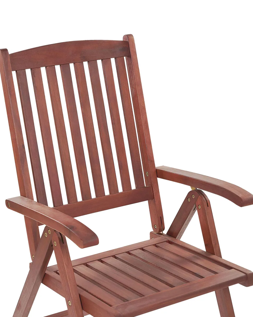 Gartenstuhl Akazienholz Dunkelbraun Verstellbar 2Er Set Toscana