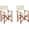 Gartenstuhl Akazienholz Dunkelbraun 2Er Set Auflagen Cremeweis Cine
