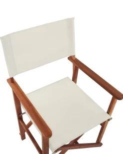 Gartenstuhl Akazienholz Dunkelbraun 2Er Set Auflagen Cremeweis Cine
